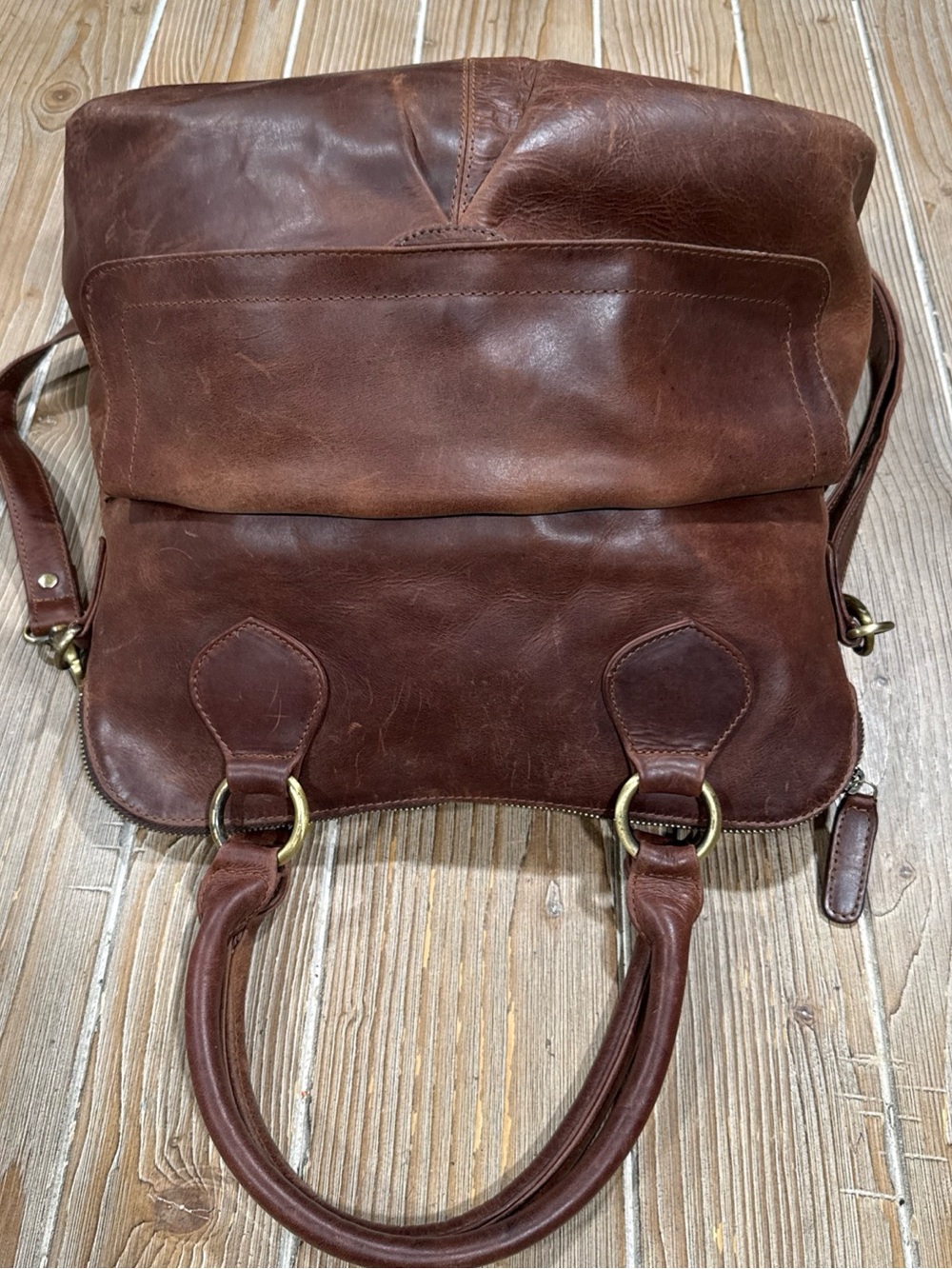 The Leather Store UK Hampton Distressed Brown Leather Tote Crossbody Bag Boho - Picture 5 of 16